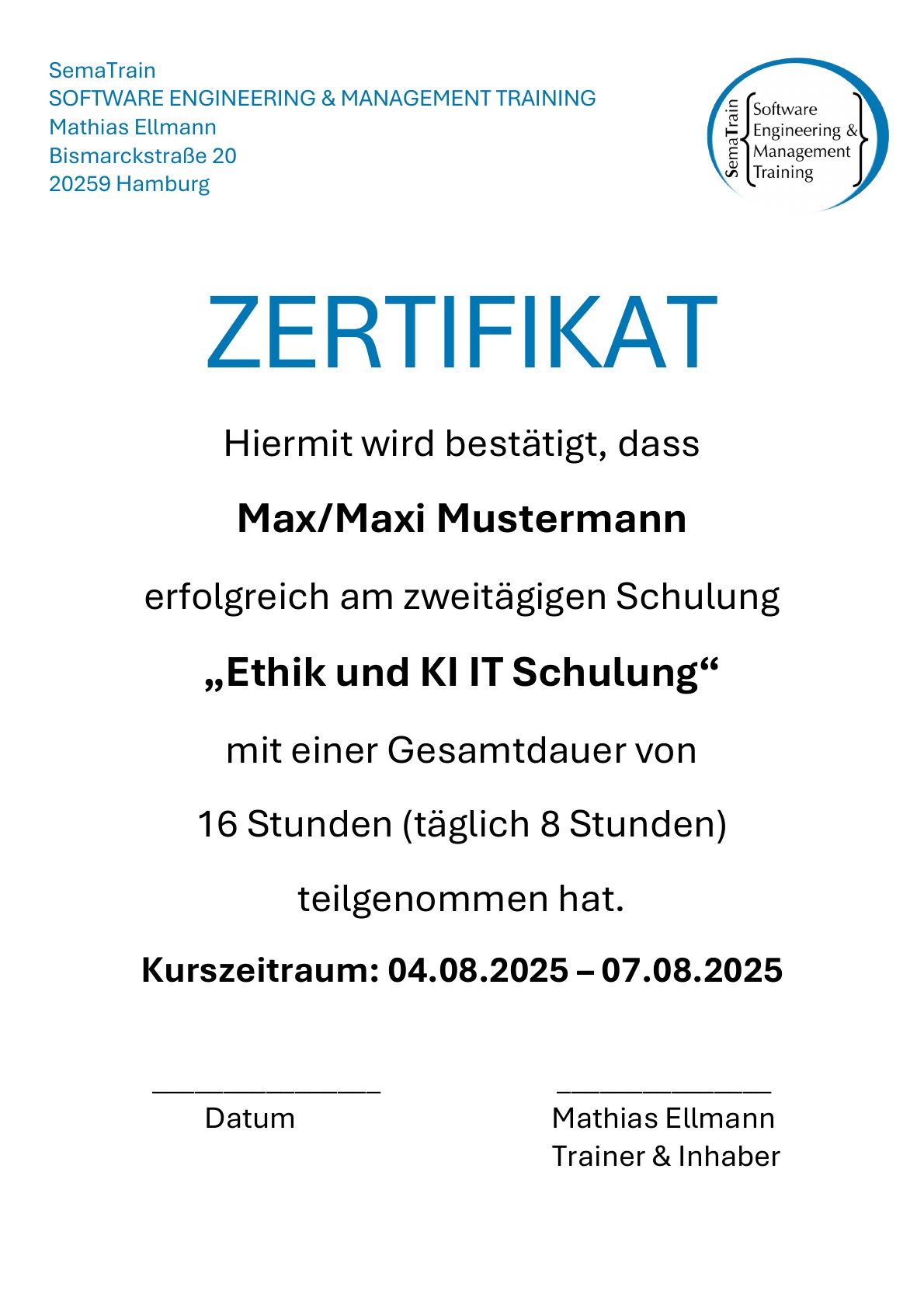 Zertifikat Vorschau – Ethik und KI-Prinzipien